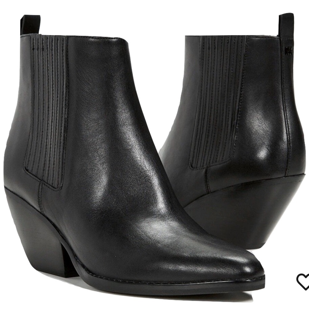 Michael Kors Sinclair Black Leather Ankle Boot Size 5.5 Minimalist Contemporary - Picture 2 of 16